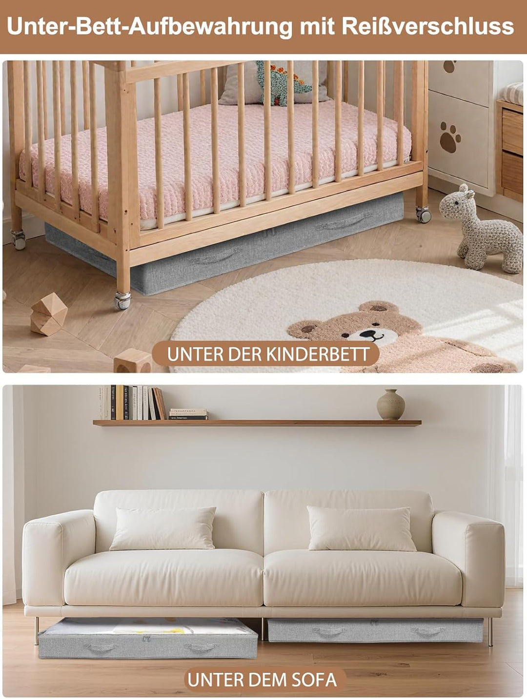 mepure Ultraflache Unterbett Aufbewahrungsbox 100×50×10 cm – Faltbare Unterbettkommode mit Klarsicht