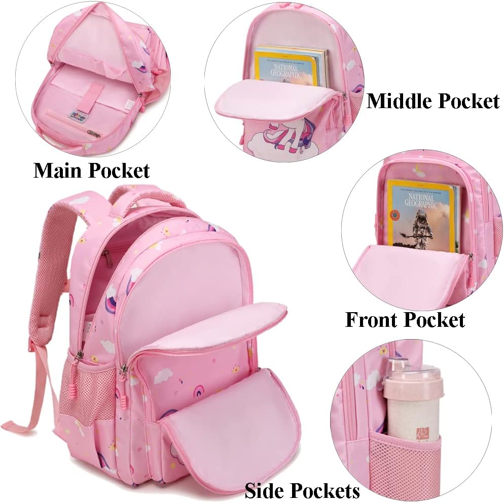Kinderucksack Einhorn für Mädchen Schulrucksack Rucksack Kinder Schultasche 3 in 1 Schultaschen Sets