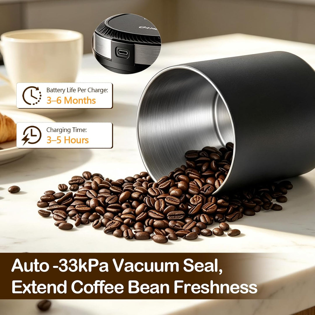 Automatischer Smarter Vakuum-Kaffeebehälter aus Edelstahl | Smarter Vakuum-Kaffeebehälter luftdicht
