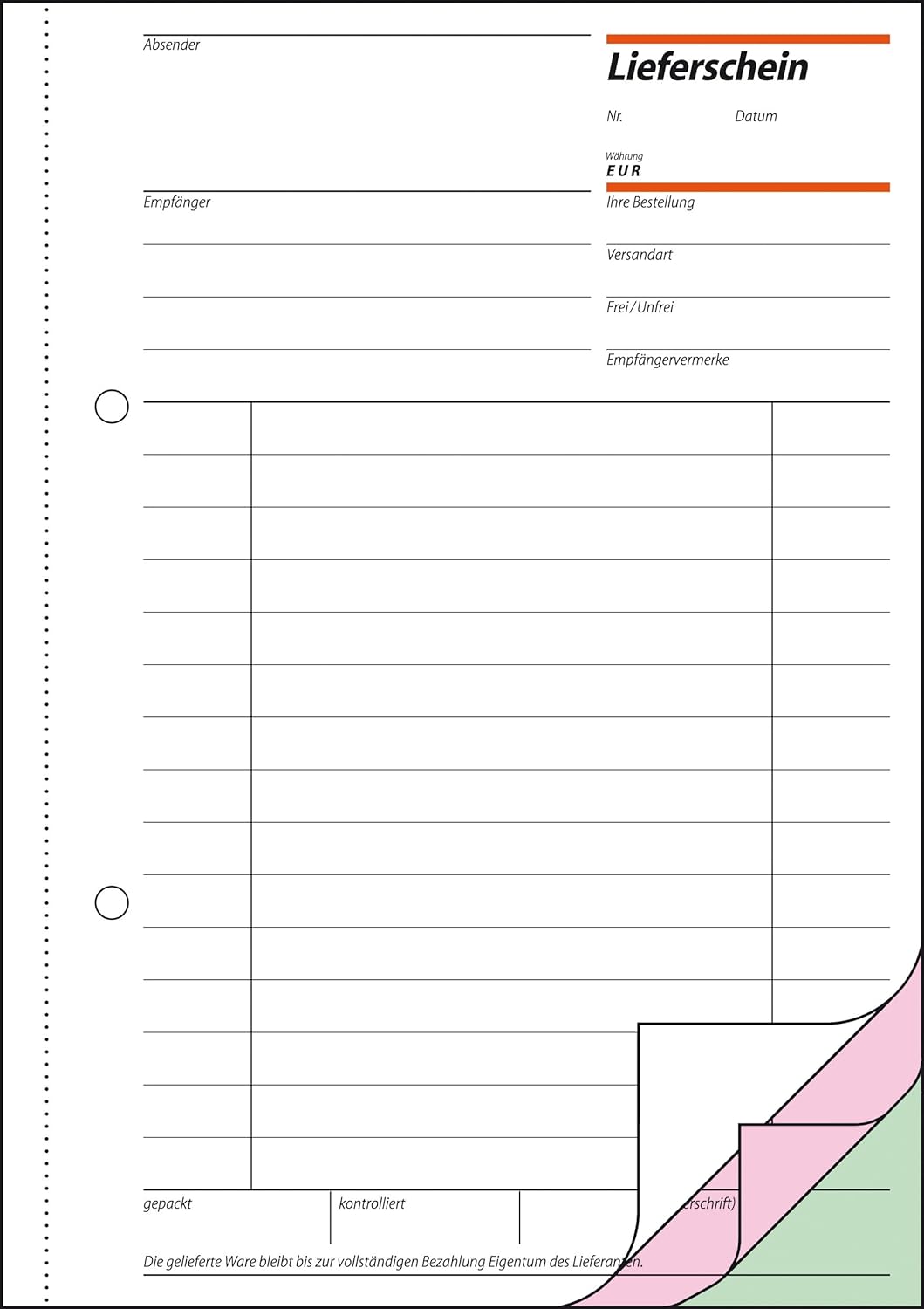 SIGEL LI535/5 Lieferscheine mit Empfangsschein, A5, 3x50 Blatt, 5er Pack 5 Stück A5, 3x50 Blatt, 5 S