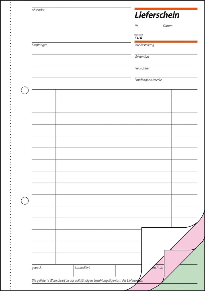 SIGEL LI535/5 Lieferscheine mit Empfangsschein, A5, 3x50 Blatt, 5er Pack 5 Stück A5, 3x50 Blatt, 5 S