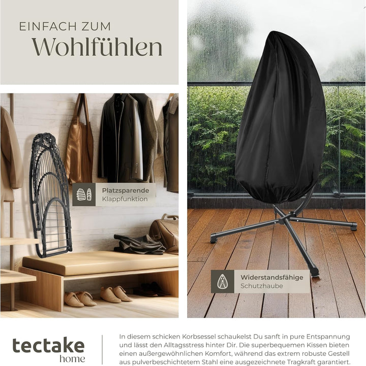 tectake® Hängesessel mit Gestell, Dicke Kissen, Möbel, Deko für Wohnzimmer, Jugendzimmer, Balkon, Ou