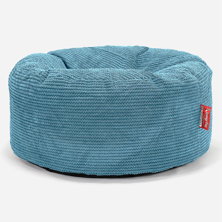 Lounge Pug, Sitzhocker Pouf, Sitzpouf, Pom-Pom Türkis Stonewashed Denim Navy, Stonewashed Denim Navy