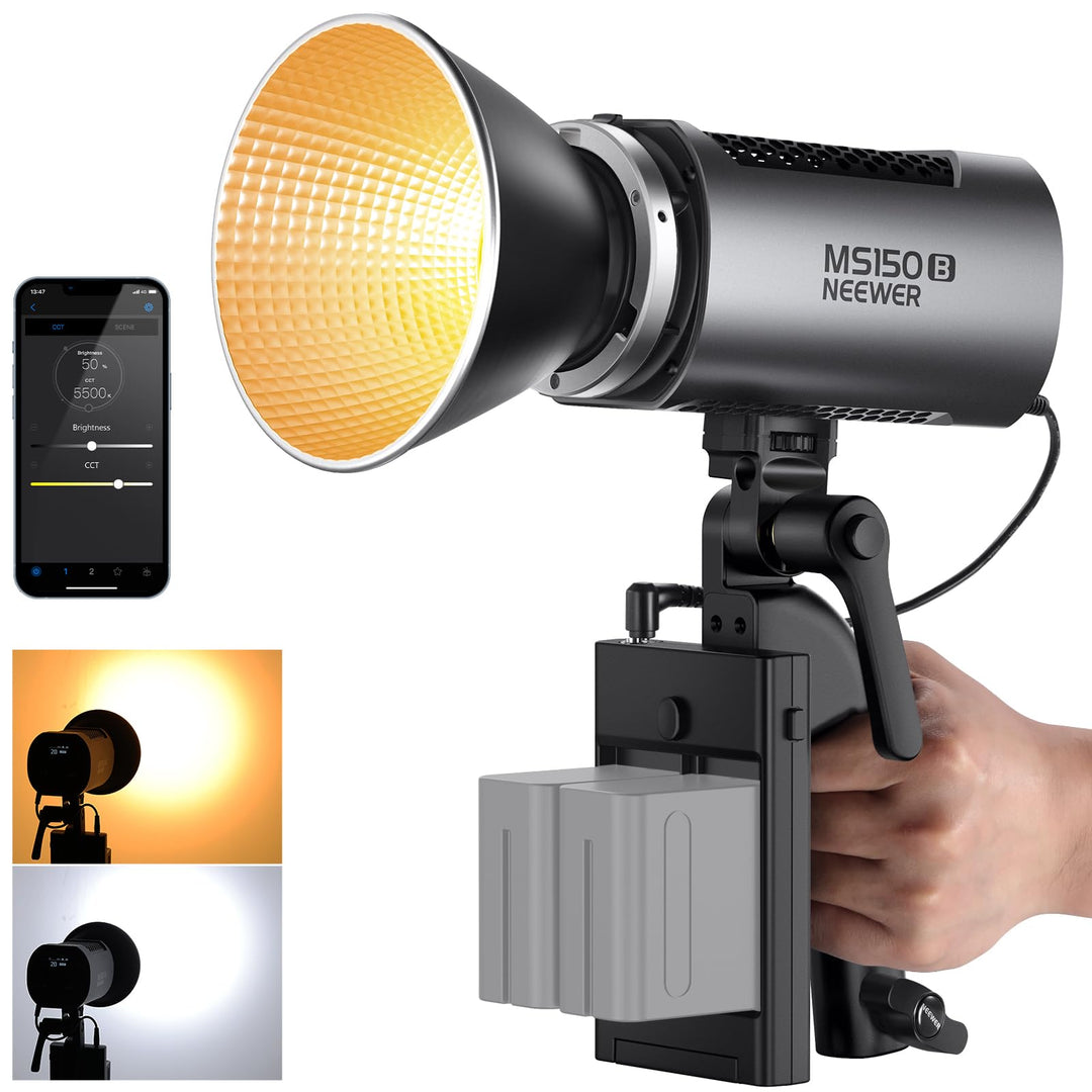 NEEWER MS150B 130W LED Videoleuchte Studiolicht mit 2,4G/APP Fernbedienung COB Bi Farbe Studio Dauer