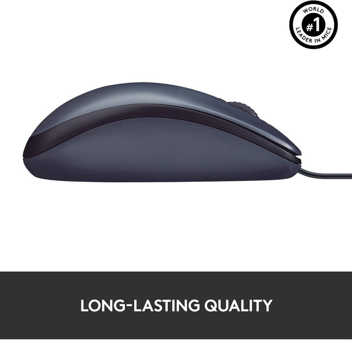 Logitech B100 Maus mit Kabel, USB-Anschluss, 800 DPI Optischer Sensor, 3 Tasten, Für Links- und Rech
