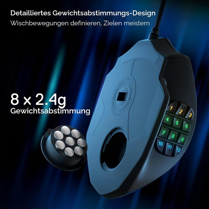 Redragon M908 Impact RGB LED MMO Maus USB Laser Gaming Maus mit 12400dpi, Hohe Präzision, 20 program