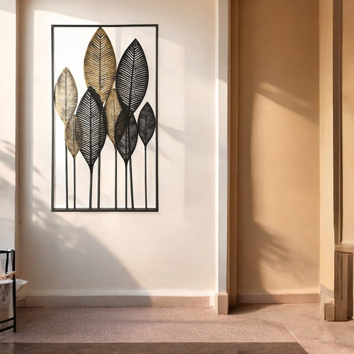 Casablanca - Wand-Deko - Bild xl - aus Metall mit Champagner-braunen Blättern - 95 x 53 cm