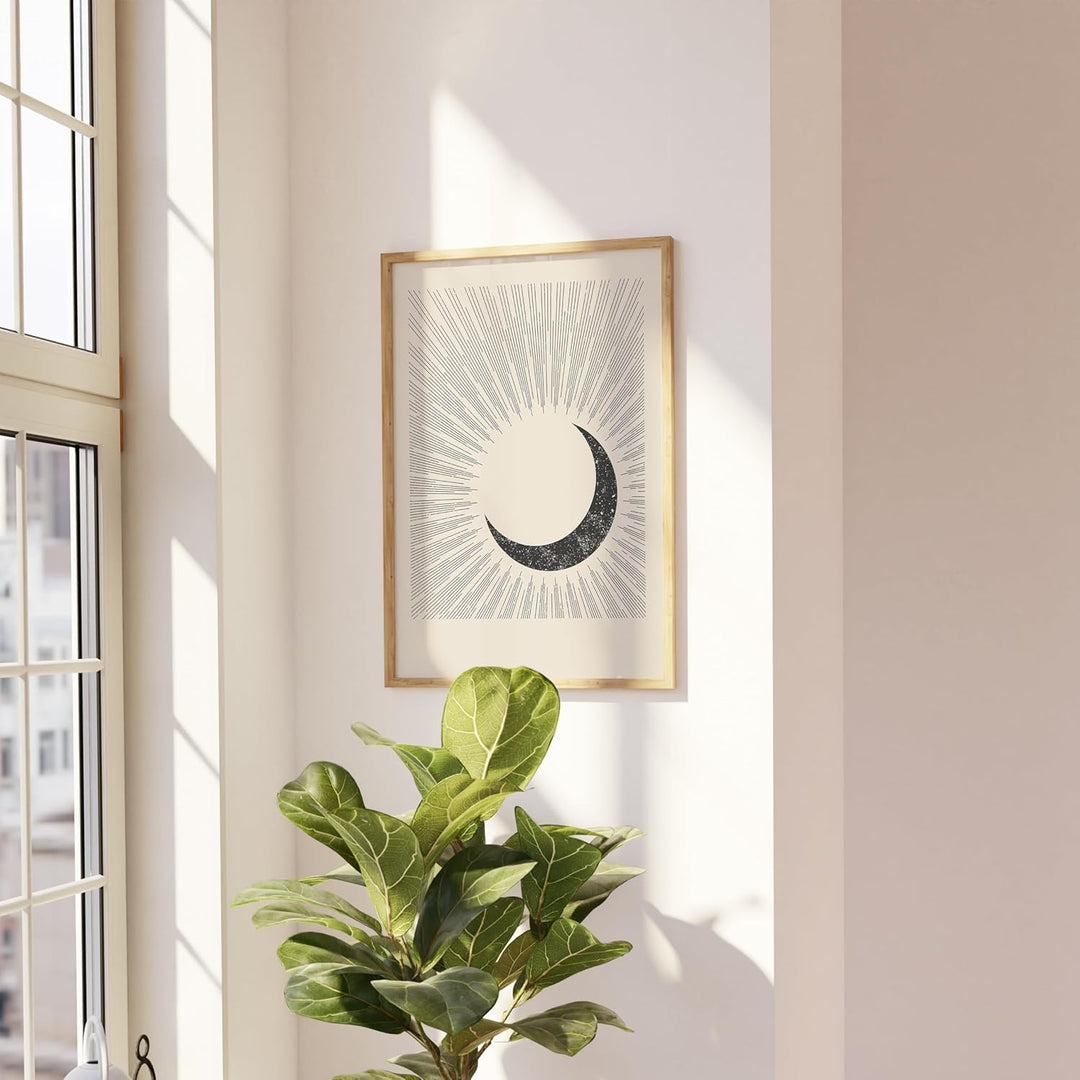 JUNOMI® Sonne und Mond Poster DIN A2, Boho Deko, Minimalistisch, Yoga Zubehör, perfekte Yoga Geschen