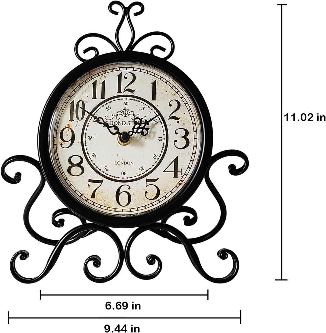 HZDHCLH Retro Silent Roman Tischuhr für Wohnzimmer Schlafzimmer Büro Kunst-Schreibtischuhr（pures Sch