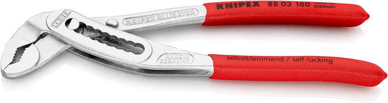 KNIPEX Alligator, Wasserpumpenzange | Rohrzange, Chrom-Vanadium, Rostschutz verchromt, 180 mm, 88 03