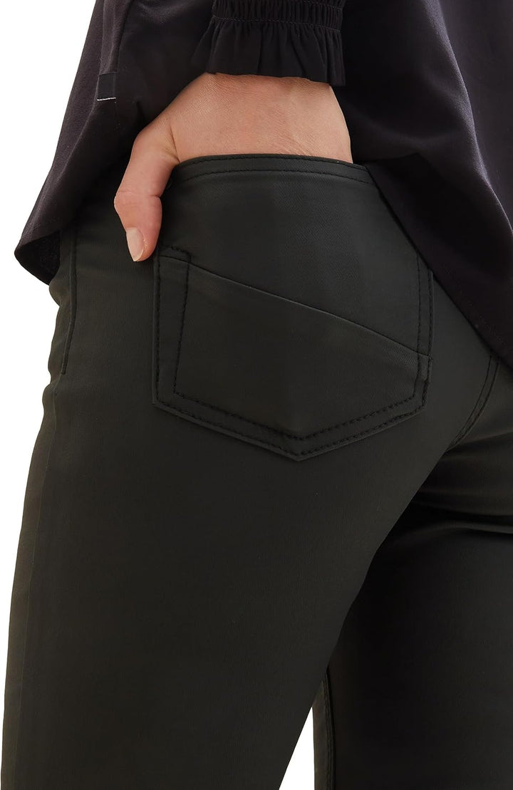 TOM TAILOR Damen Alexa Skinny Jeans in Leder-Optik 25W / 32L 14482 - Deep Black, 25W / 32L 14482 - D