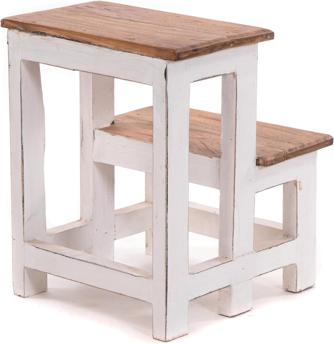 DESIGN DELIGHTS TRITTLEITER Step | 46x37x37 cm (HxBxT), Altholz, zweistufig | Trittleiter, Haushalts