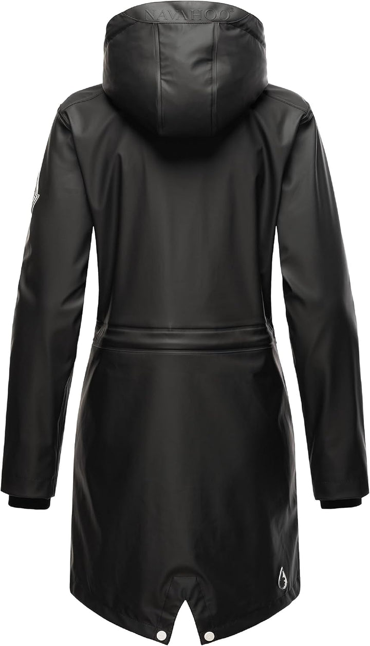 Navahoo Damen Übergangsjacke Regenmantel wasserdicht lang mit Kapuze Tropical Stormoo XS-3XL XS Schw