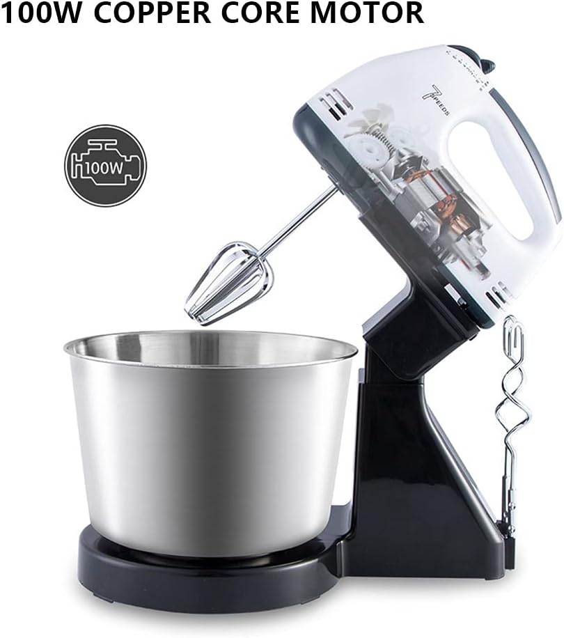 Teig Hand Mixer Set 100W 1.7L Rührmaschine Teigknetmaschine Stabmixer Küchenmaschinen, Rührgeräte, 7