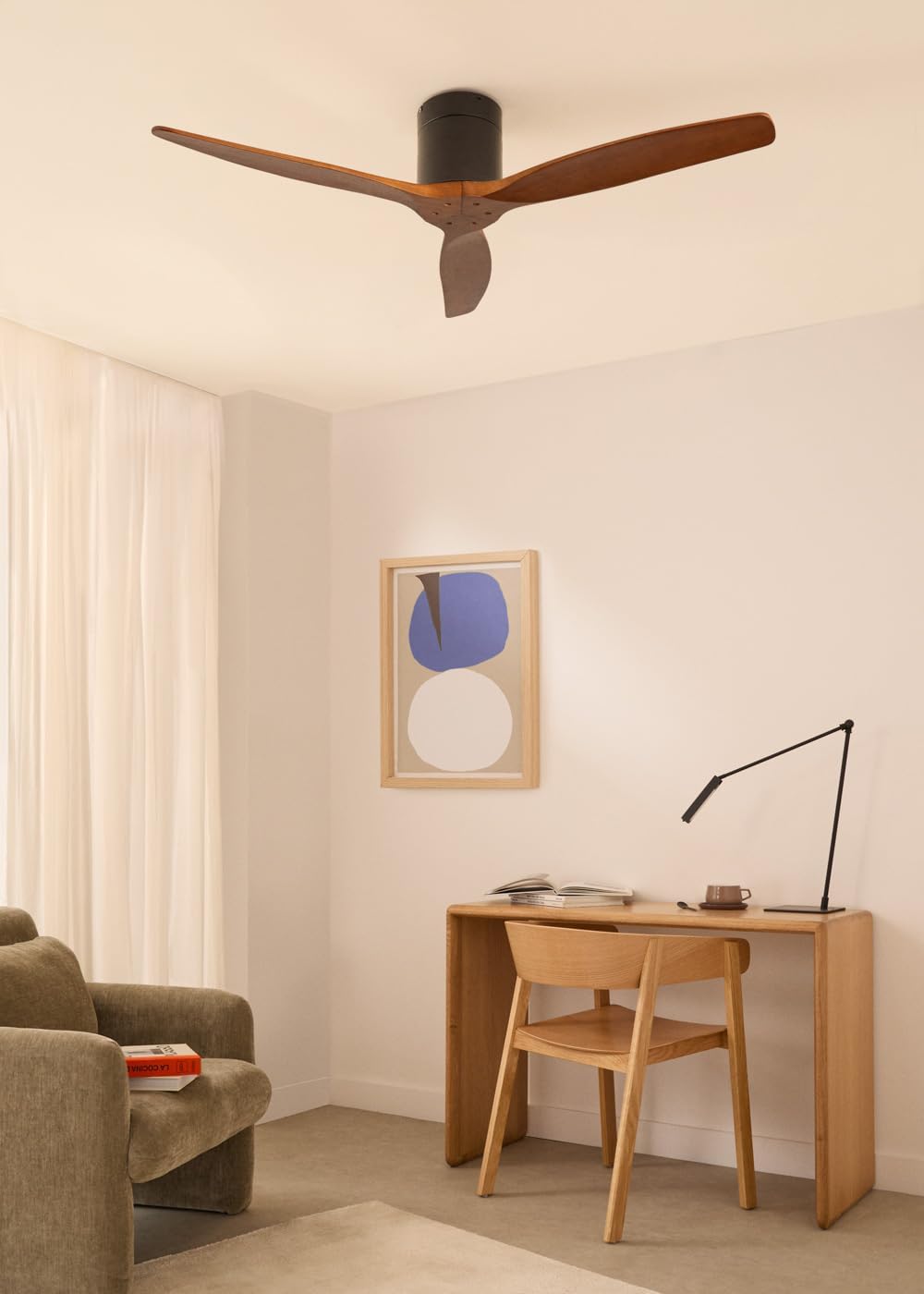 CREATE / WINDCALM M/Deckenventilator ABS Schwarz Dunkelholzflügel-Optik mit WLAN und Fernbedienung /