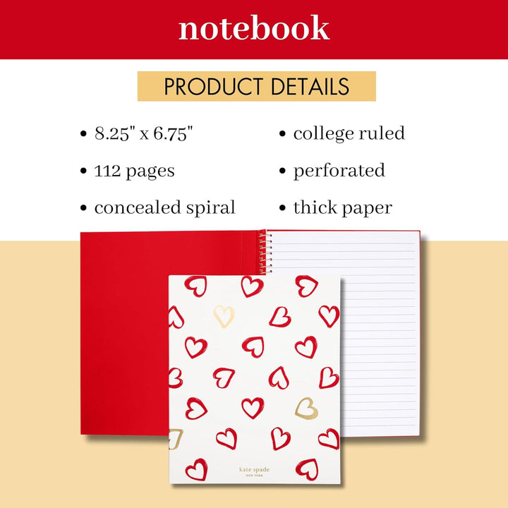 kate spade new york Kleines verdecktes Spiralnotizbuch, 21 x 17,1 cm, Tagebuch, Notizbuch mit 112 li