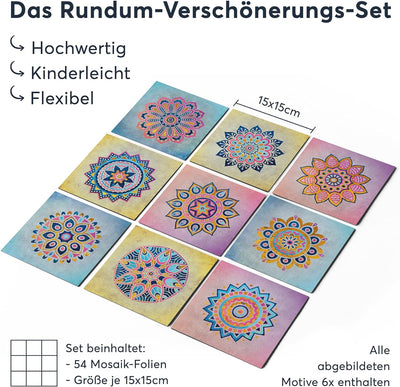 Traditionelle Fliesen-Aufkleber I Fliesenfolie - Sticker Klebefolie für Küche u. Badfliesen I selbst