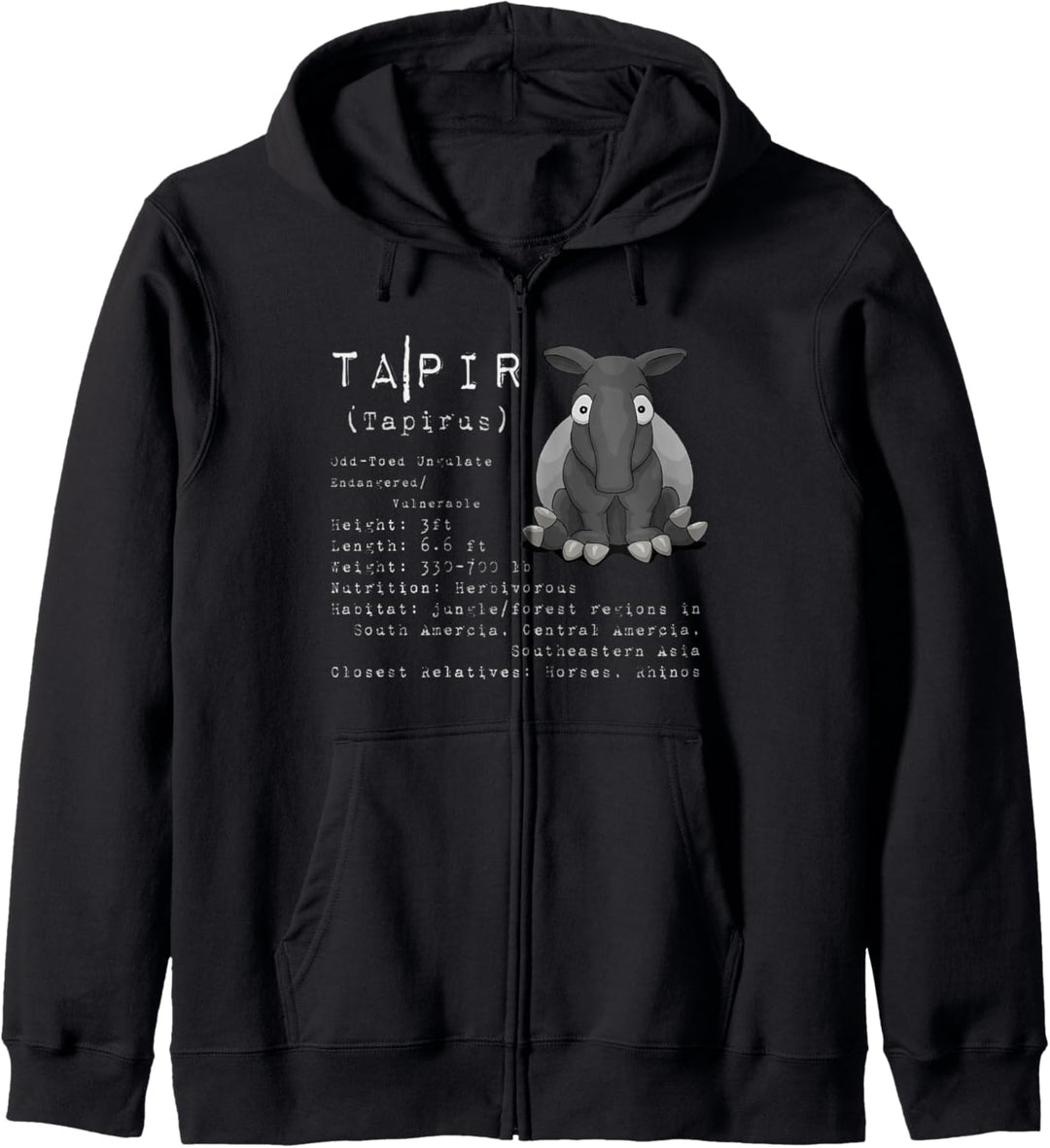 Dicker lustiger Schabrackentapir Fakten Informationen Tapir Kapuzenjacke