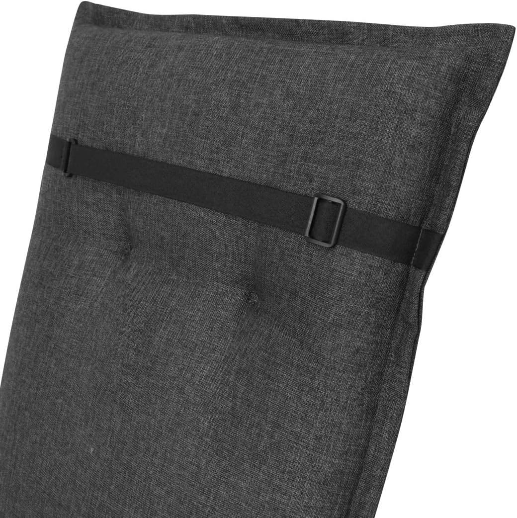 elGiga Hochlehner-Auflage 1-Stück Classic Anthrazit 120 x 50 x 8 cm für Gartenstuhl, mit Kopfpolster