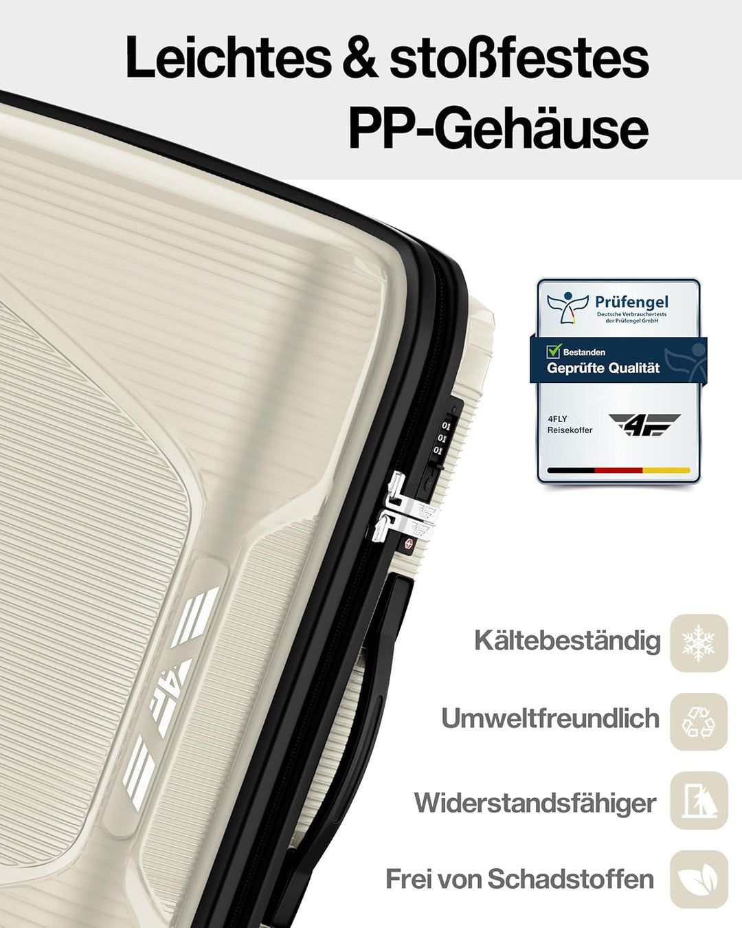 Leichter Hartschalen-Reisekoffer Set 4-teilig, Koffer Set mit TSA-Schloss, Doppelreissverschluss, Do