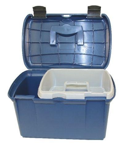 Kerbl Putzbox blau mit Inhalt (für Pferde, Pferdebürsten, Mähnenbürsten, Putzkiste mit Bürsten, Pfer