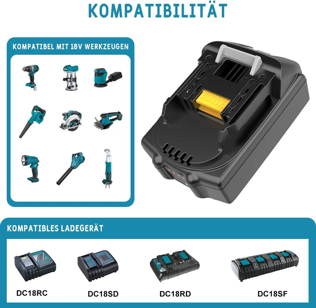 Energup 2 Stück 18V 3500mAh Akku für Makita Akku 18V BL1830 BL1815N BL1820 BL1830B BL1840