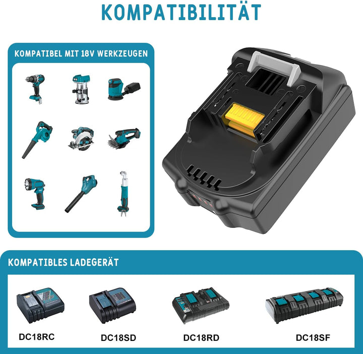Energup 2 Stück 18V 3500mAh Akku für Makita Akku 18V BL1830 BL1815N BL1820 BL1830B BL1840