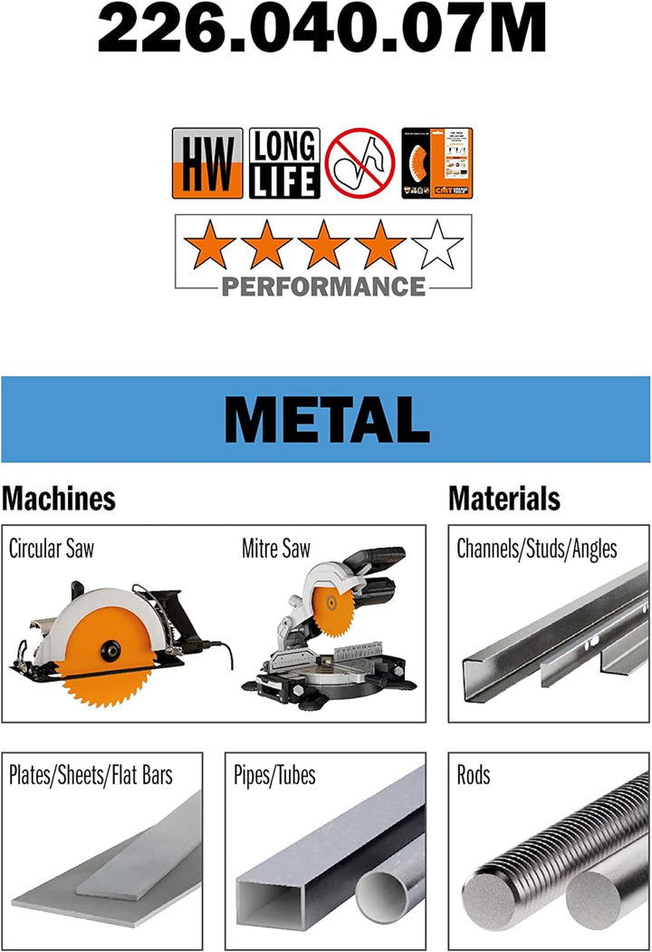 CMT Orange Tools 226.040.07 M – für Metalle Kreissägeblatt 190 x 2 x 30 Z 40 FWF 8 Grad