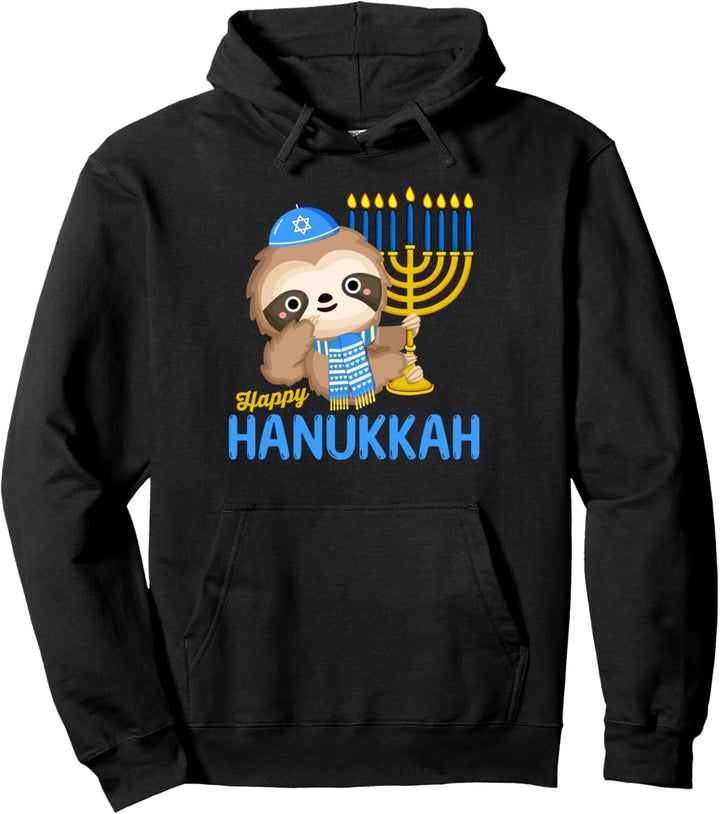 Lustig Chanukka Faultier Menora Pyjamas hebräische Mädchen Pullover Hoodie