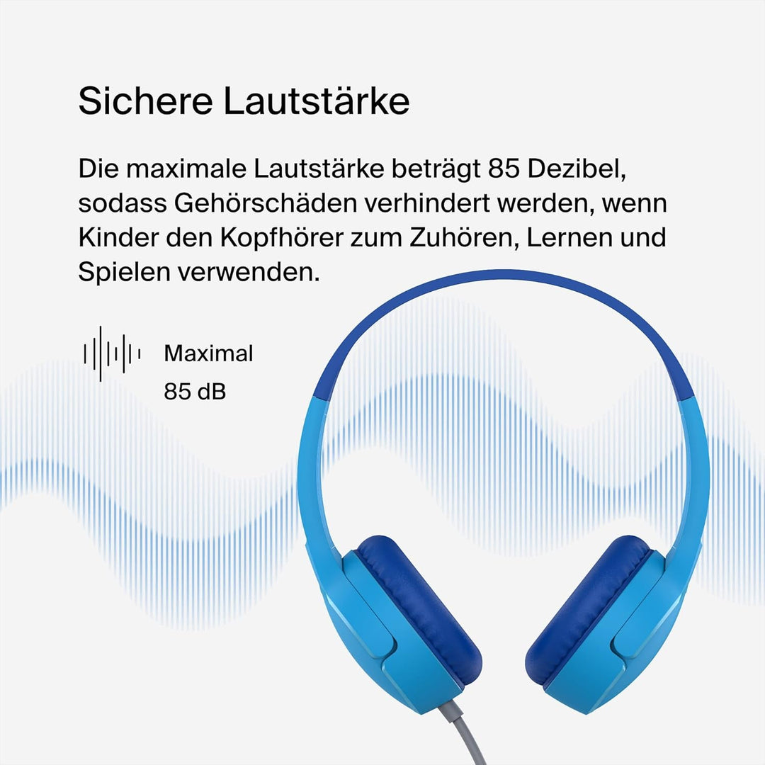 Belkin Sound Form Mini On-Ear-Kopfhörer mit Kabel für Kinder, Over-Ear-Headset mit integriertem Mikr