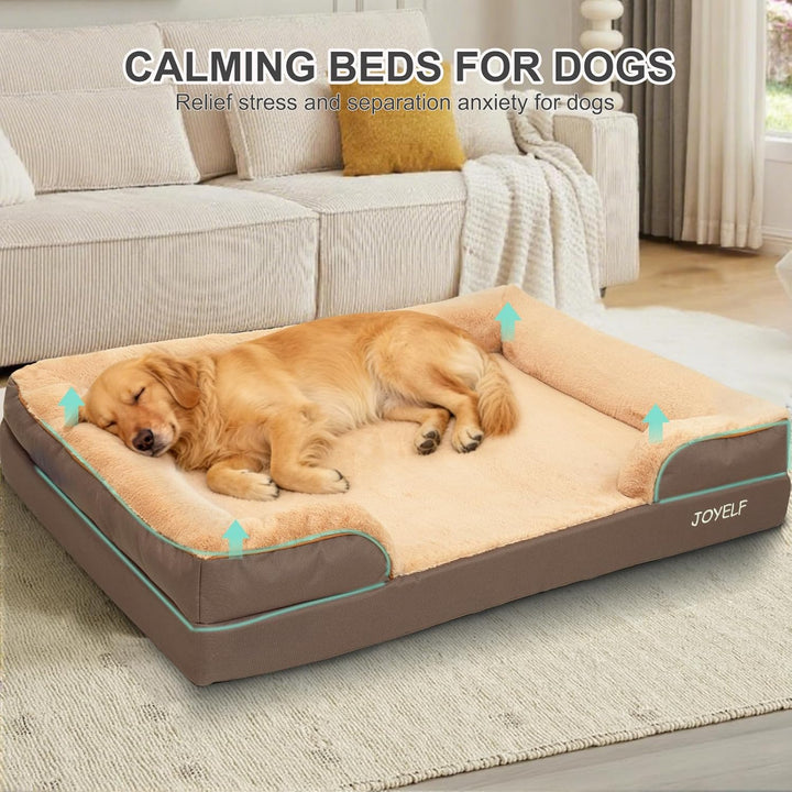 JOYELF Hundebett für grosse Hunde, Schaumstoff-Sofabett, Tierbett mit Kissen und Rutschfester Unters