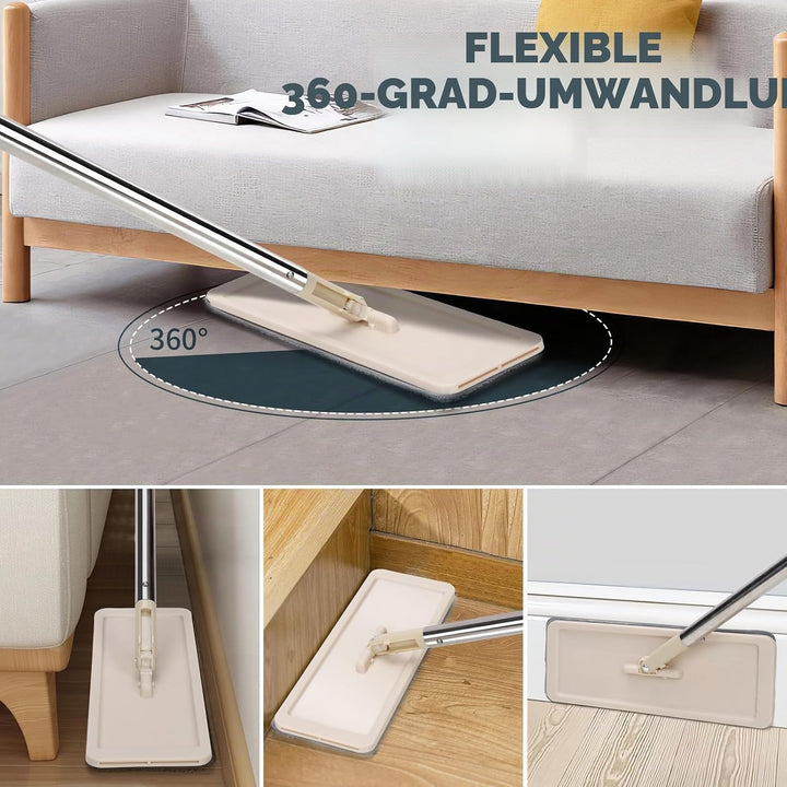 Wischmopp Set mit Eimer, Masthome Kompaktes Wischmopp und Eimer mit Auswringer, mit 3 Mikrofaser Wis