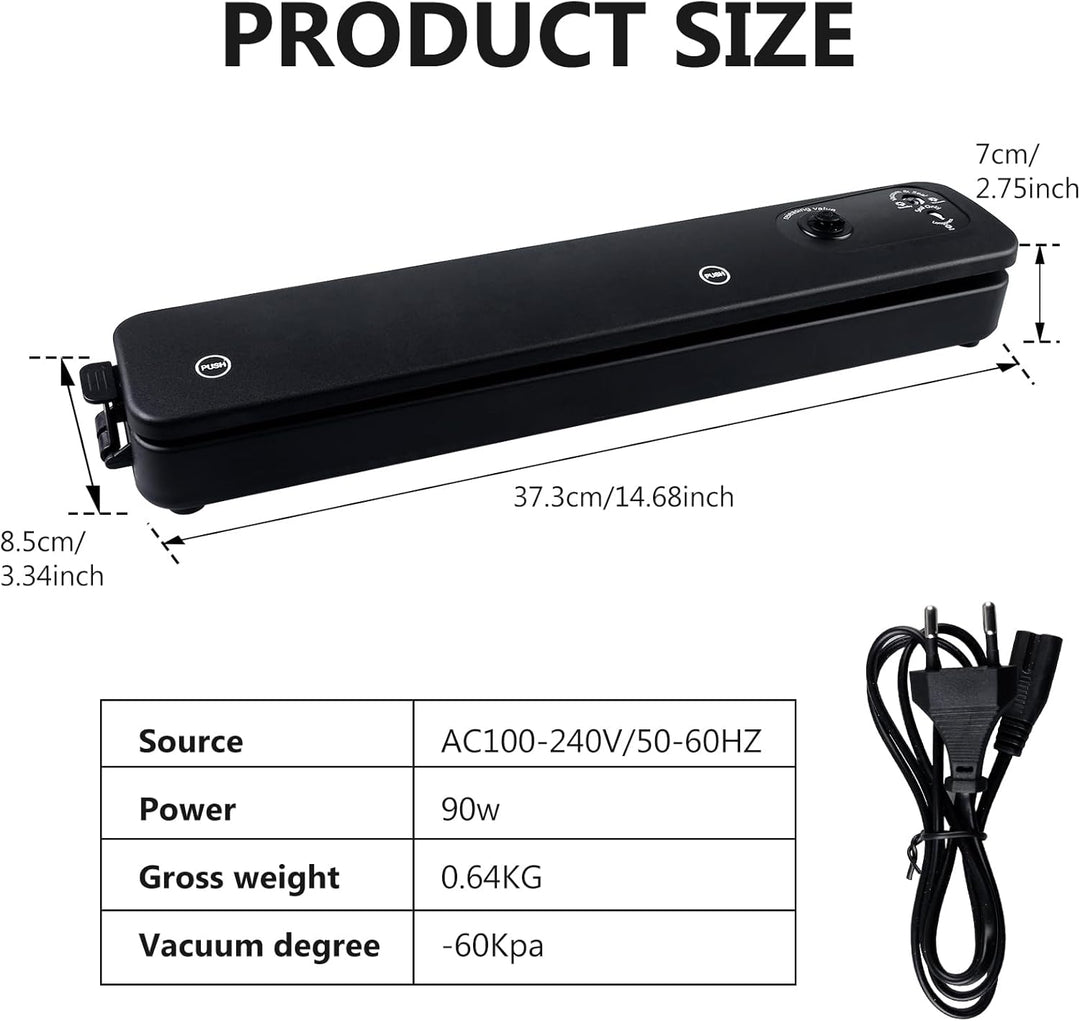 BYZESTY Vakuumiergerät, Vakuumierer, Folienschweissgerät mit 100 Vakuumierbeutel, Vacuum Sealer, Vac