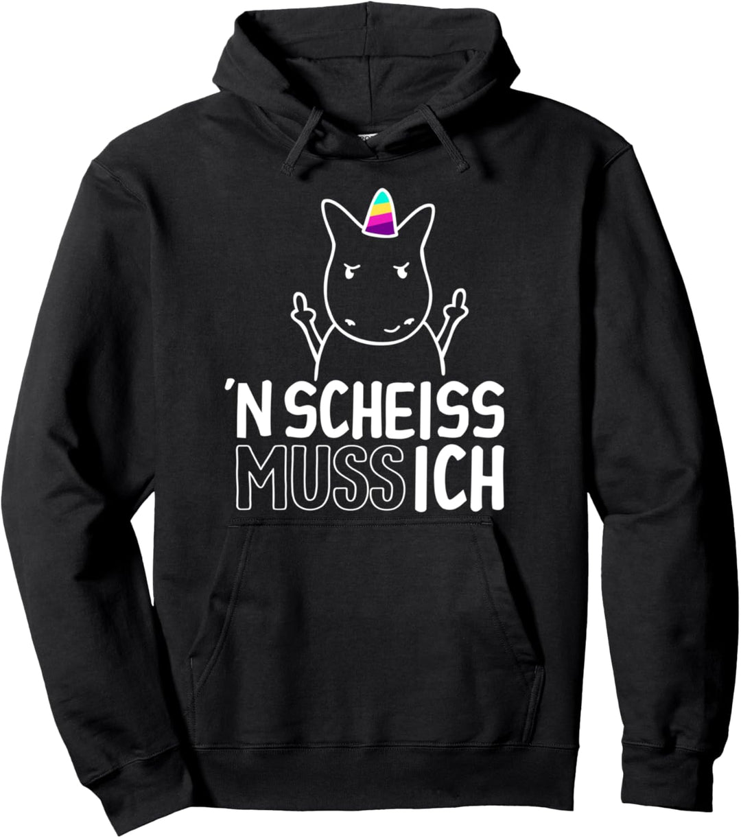 ´n Scheiss muss ich! Glitzer Einhorn Spruch Geschenk Pullover Hoodie