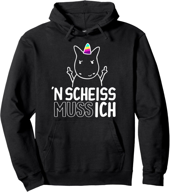 ´n Scheiss muss ich! Glitzer Einhorn Spruch Geschenk Pullover Hoodie