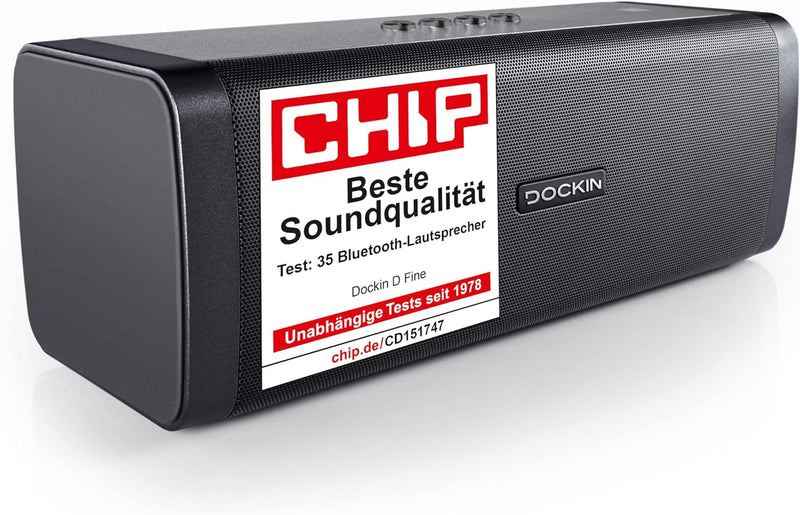 DOCKIN® D FINE Bluetooth Lautsprecher - 50 Watt Stereo HiFi Speaker für Indoor/Outdoor mit starkem B