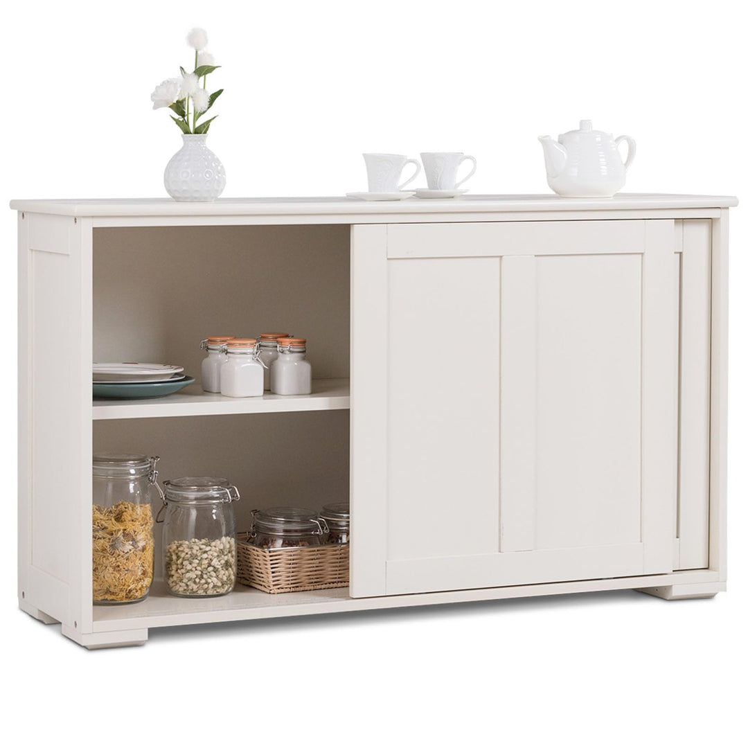 COSTWAY Sideboard, Küchenschrank mit Schiebetüren & verstellbarem Ablage, Buffetschrank Aufbewahrung