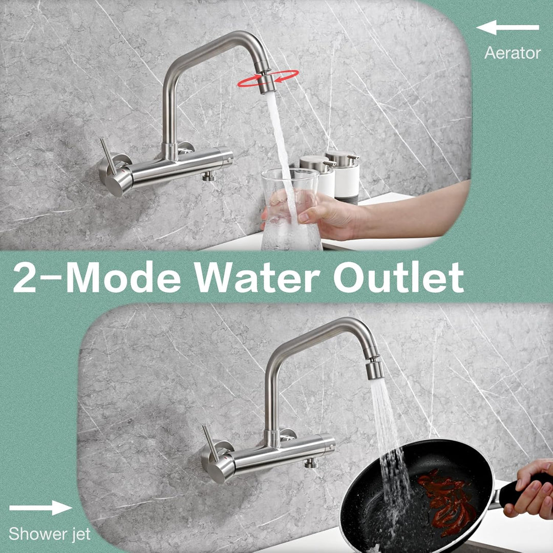 BuntHaus Wasserhahn Küche Wandmontage mit 3/4 zoll Anschluss für Geschirrspüler/Waschmaschine, Edels