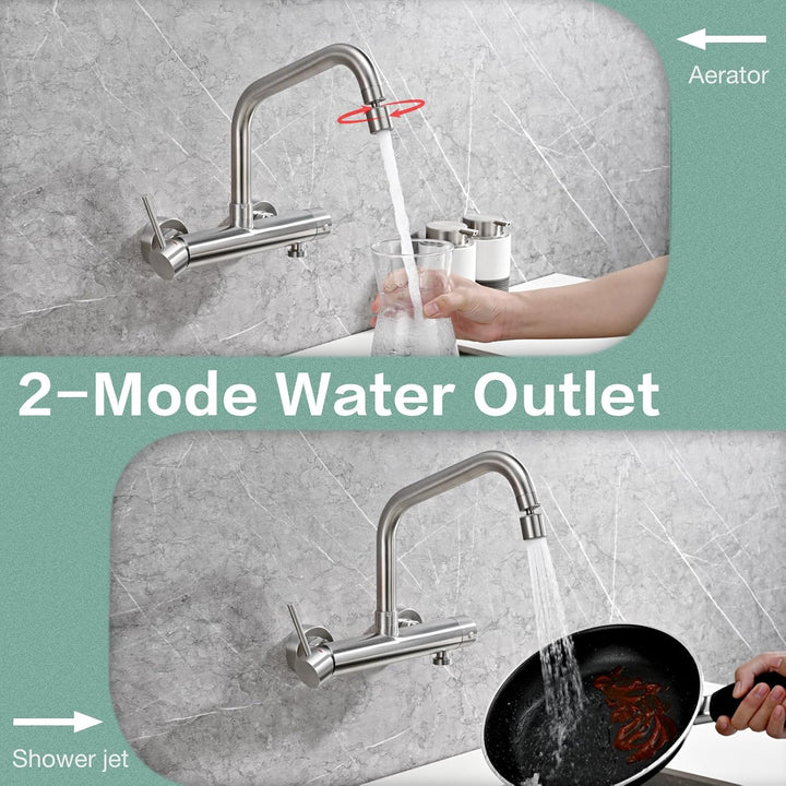 BuntHaus Wasserhahn Küche Wandmontage mit 3/4 zoll Anschluss für Geschirrspüler/Waschmaschine, Edels