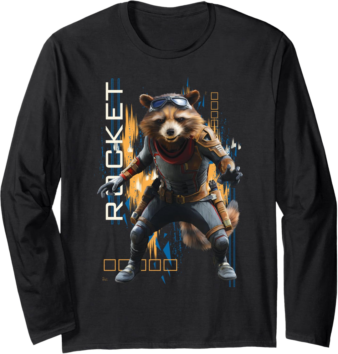 Marvel Avengers Endgame Rocket Action Pose Langarmshirt