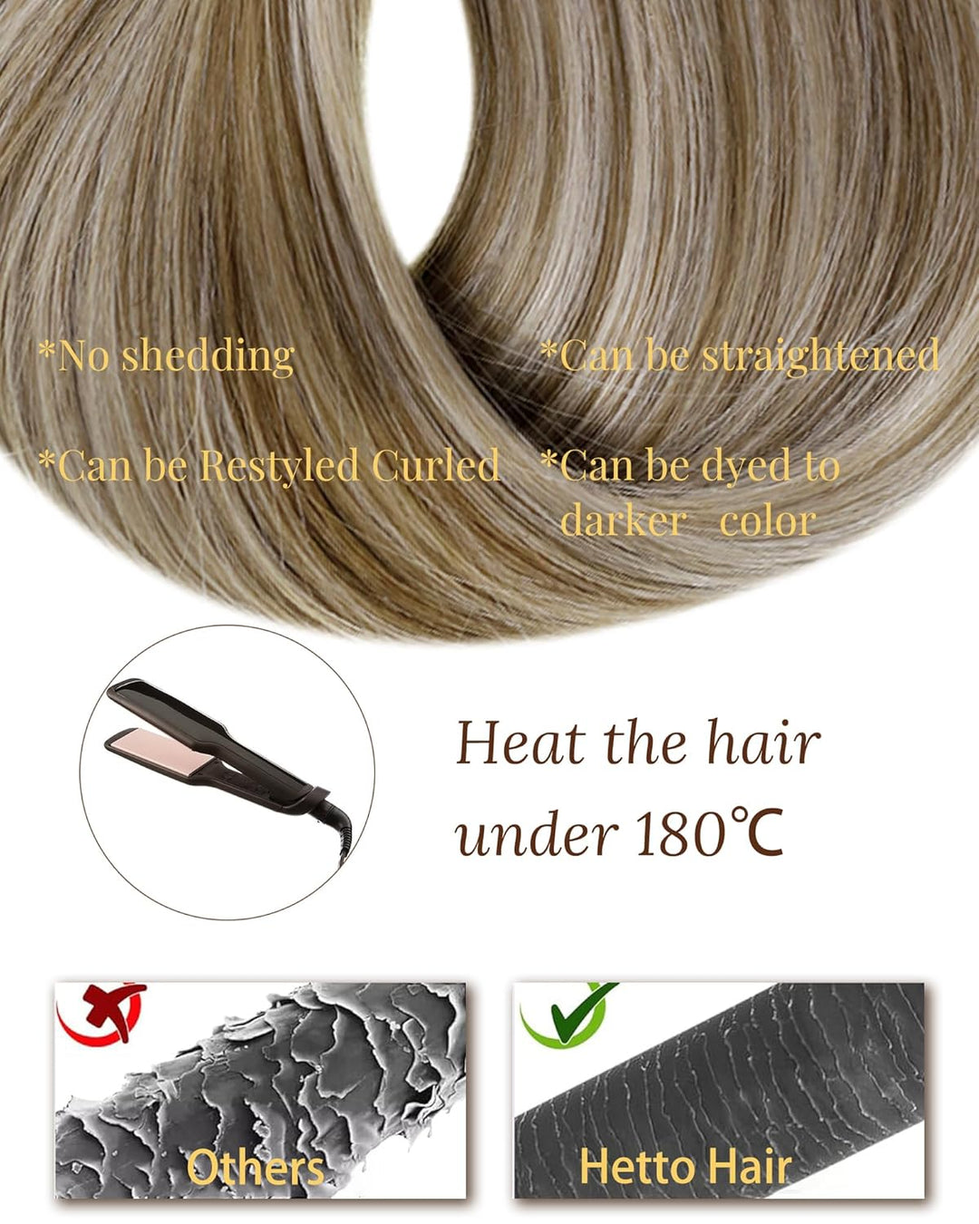 Hetto Blond Echthaar Extensions Bonding Balayage Echthaar U Tip Extensions Remy Keratin Bondings Haa