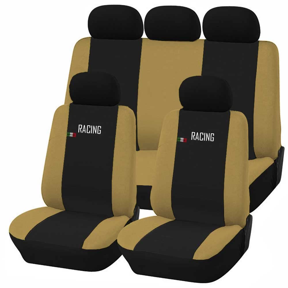 Universal Autositzbezüge Made in Italy - Racing - Rückenlehne mit 2 Reissverschlüssen - kompatible A