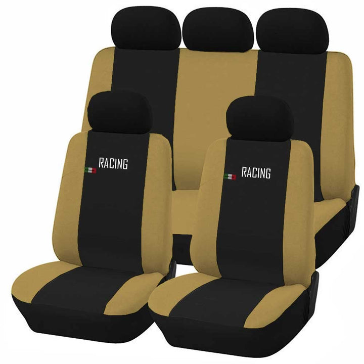 Universal Autositzbezüge Made in Italy - Racing - Rückenlehne mit 2 Reissverschlüssen - kompatible A