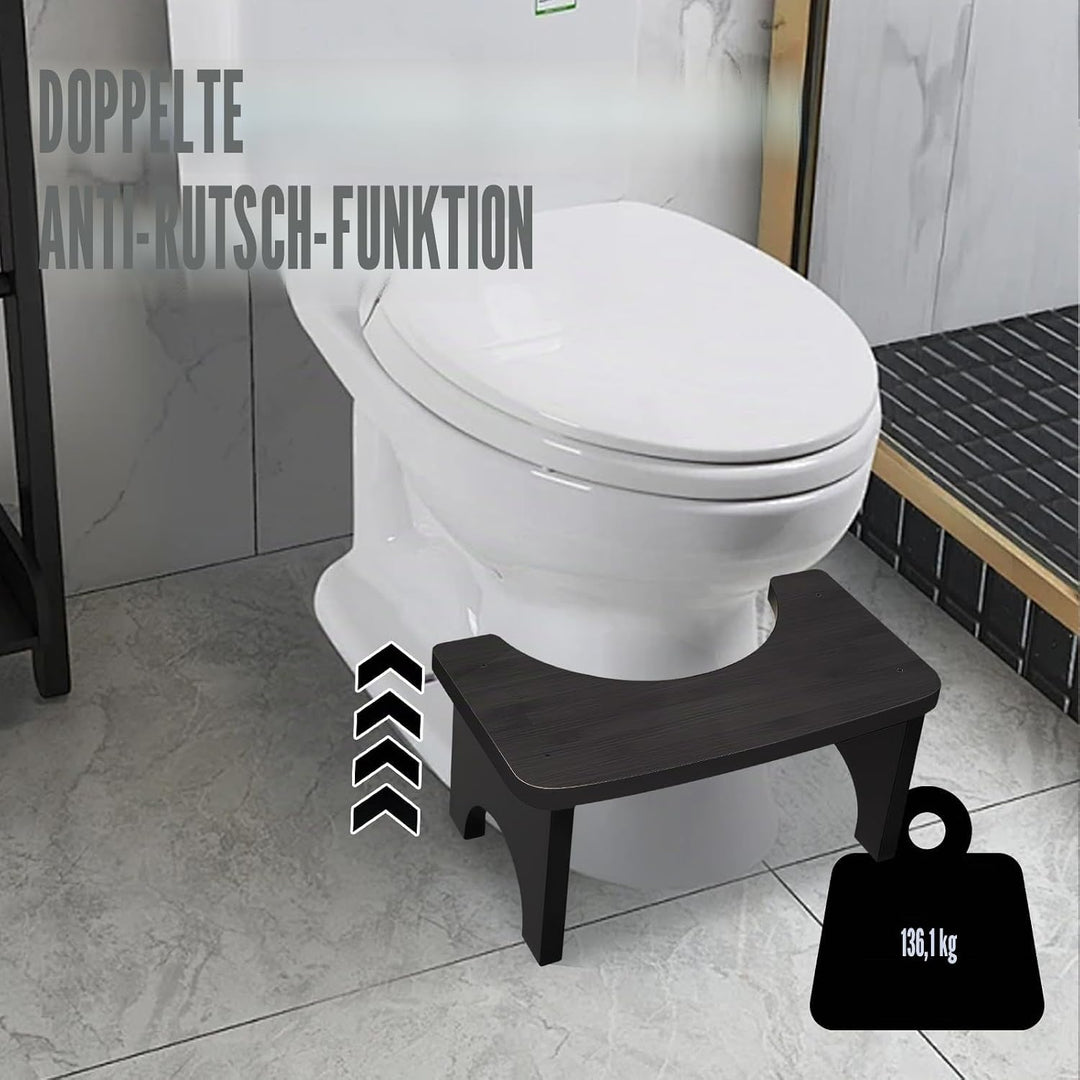 Toilettenhocker Holz WC Hocker Erwachsene Kinder, 37×20×17cm Ergonomisch Toilettenhocker, Klohocker