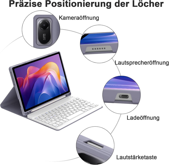IVEOPPE Tastatur für Xiaomi Redmi Pad 2 & SE 11 Zoll, Deutsches QWERTZ Layout, Hülle mit Bluetooth A