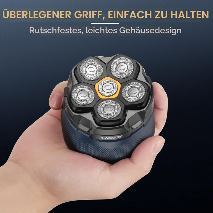 Glatzen Rasierer Herren elektrisch, Kibiy Kopfrasierer für Glatze, IPX7 Wasserdichter Kopfrasierer f