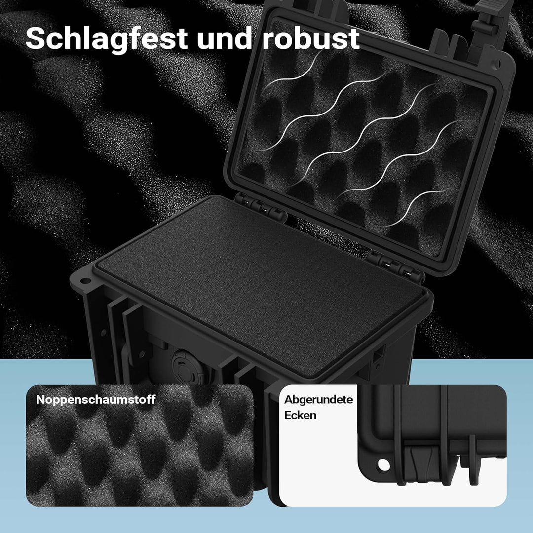 Wiltec Universalkoffer 21,9 x 18,5 x 15,4 cm, wasserdichter Transportkoffer, Schutzkoffer aus PP und
