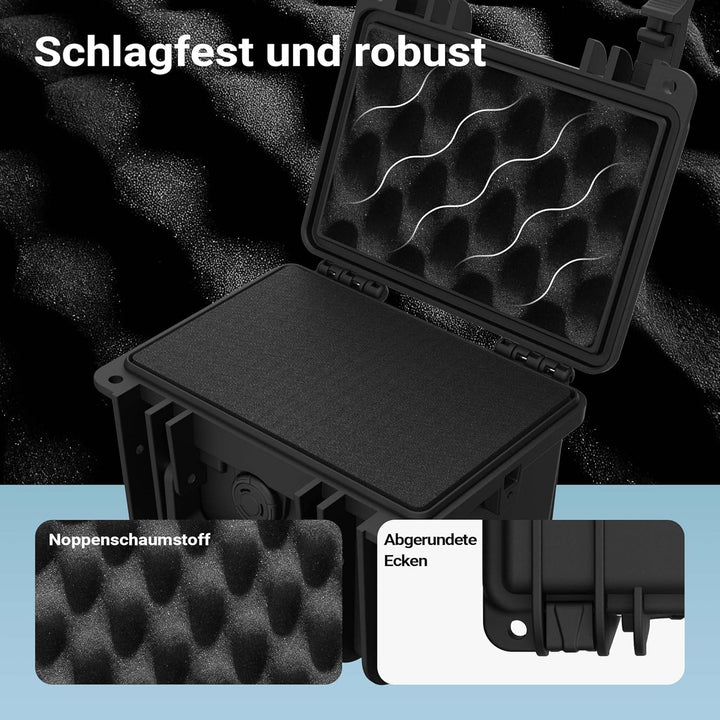 Wiltec Universalkoffer 21,9 x 18,5 x 15,4 cm, wasserdichter Transportkoffer, Schutzkoffer aus PP und