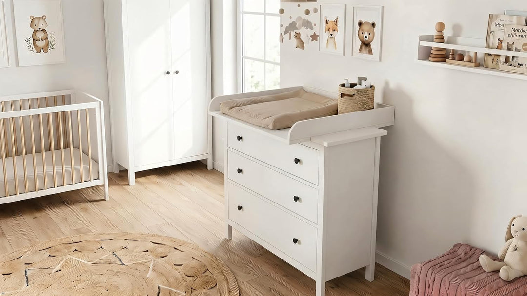 Shefa Kids Wickelaufsatz 800 - Universeller Wickeltischaufsatz für Ikea Kommoden MALM, HEMNES und NO