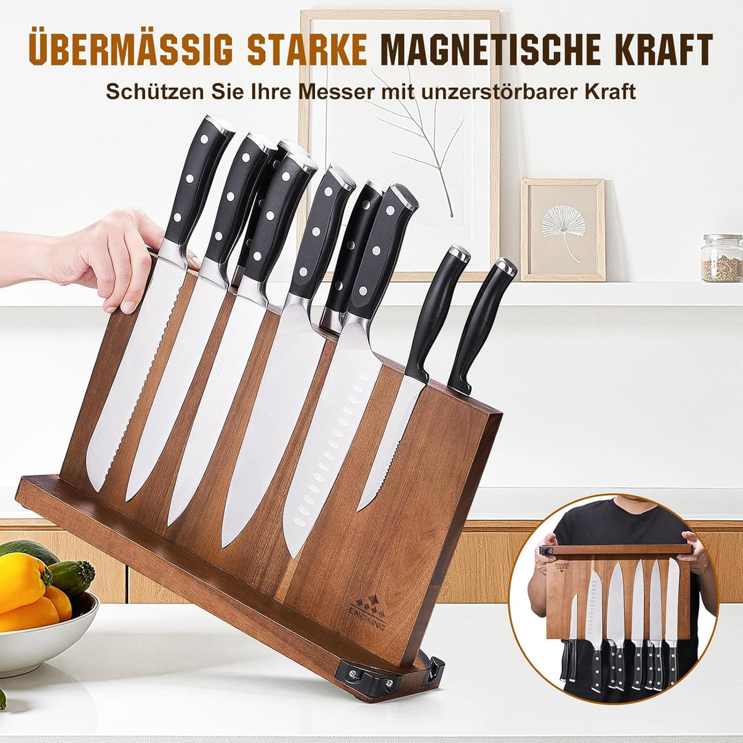 ENOKING Spitzenklasse Plus Messerblock Magnetisch Ohne Messer 38.6 x 23 cm, Doppelseitiger Magnet Me